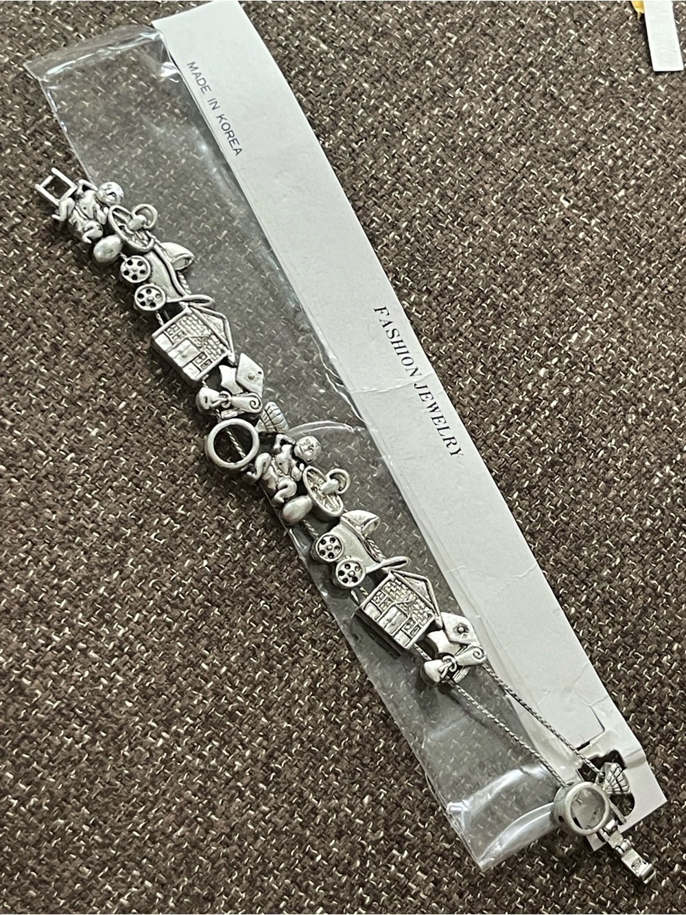 Vintage Milestones Carriage to Marriage Silver Pewter Tone Bracelet Graduation